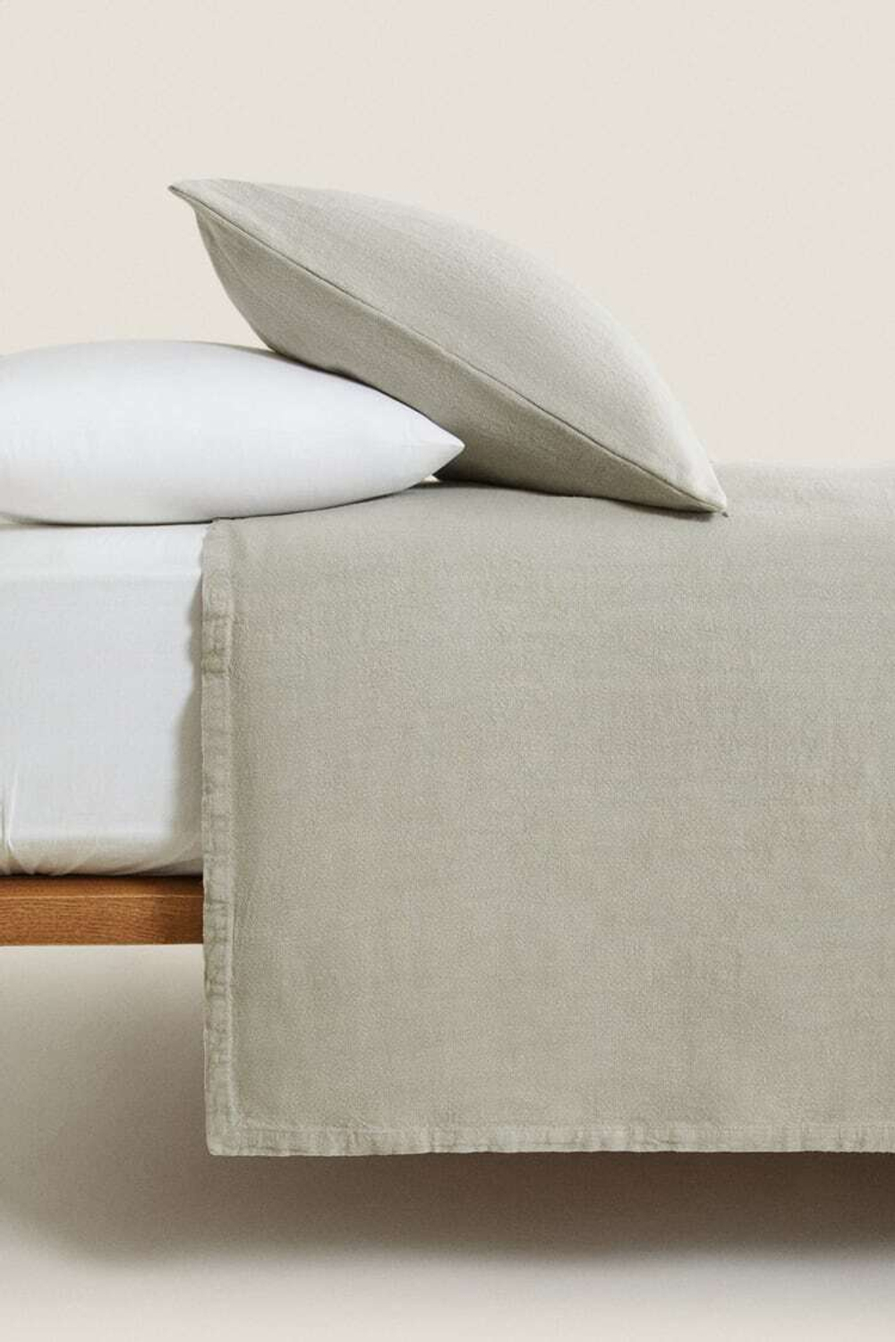 ZARA HOME ПОКРЫВАЛО ИЗ ПОСТИРАННОГО ЛЬНА, МЯГКИЙ СЕРЫЙ