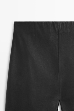 Massimo Dutti Леггинсы-клеш из кожи наппа, черный