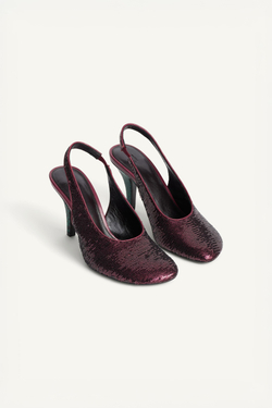 ZARA ТУФЛИ С ОТКРЫТЫМ ЗАДНИКОМ - LIMITED EDITION, БОРДОВО-КРАСНЫЙ