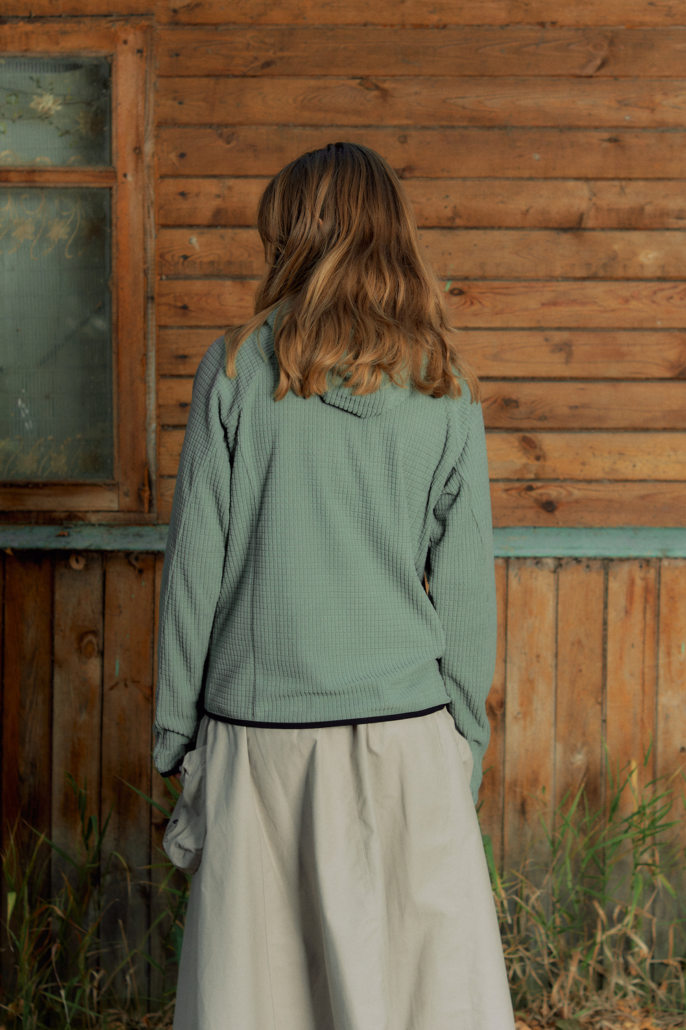 Худи Called a Garment Grid-Tex Hoodie "Olive Grey"