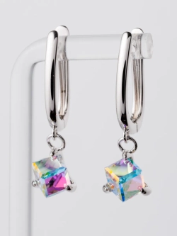 Серьги-подвески Миражи с кристаллом-хамелеоном Swarovski