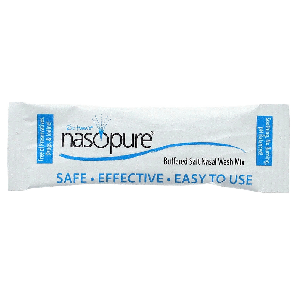 Nasopure, промывание носа, полезный набор для повторного использования, 80 пакетиков буферизованной соли