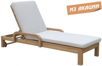 Шезлонг деревянный с матрасом Rimini натуральный/бежевый