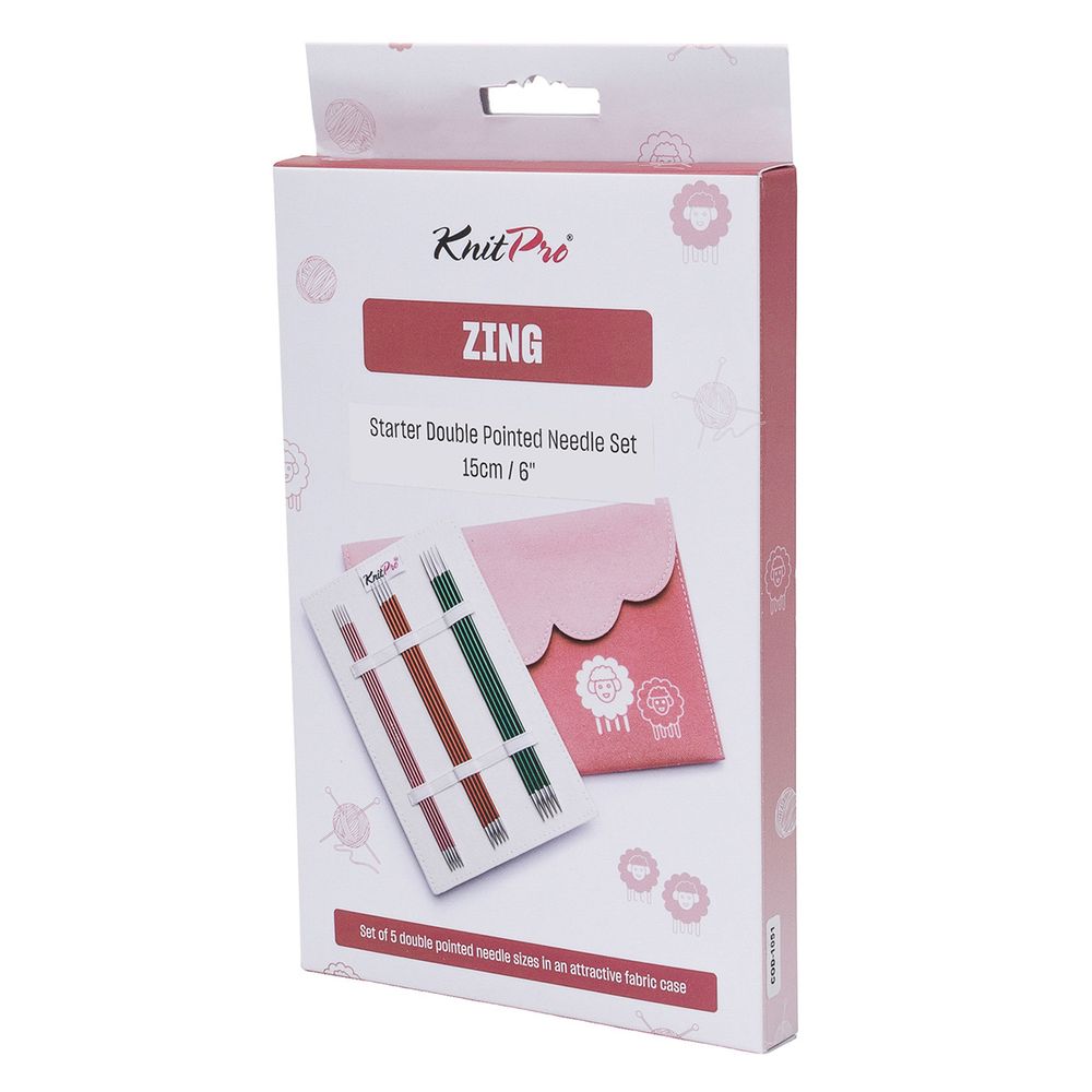 Набор чулочных спиц KnitPro Starter Zing 15см, 5 пар (2-4 мм), алюминий, 47421