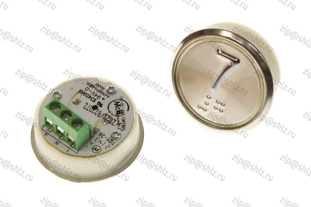 Кнопка (кнопочный модуль) BBP-R331-CMPLT-D-W "7 этаж", круглая, динамическая белая подсветка, Брайль.