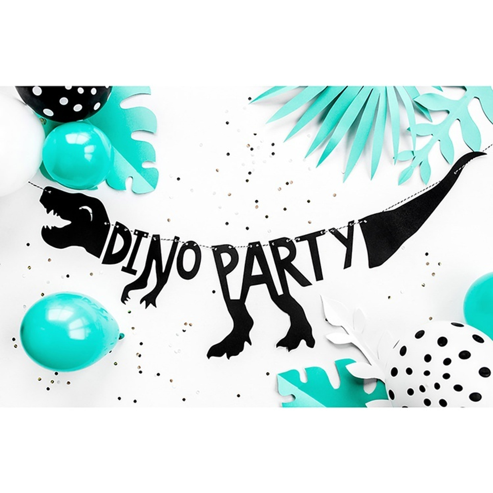 Гирлянда-буквы «DINO RARTY. Динозавр» в черном цвете, 90 см