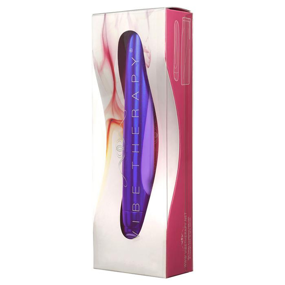 Фиолетовый металлический вибратор с силиконовыми вставками Vibe Therapy Exude - 17 см.
