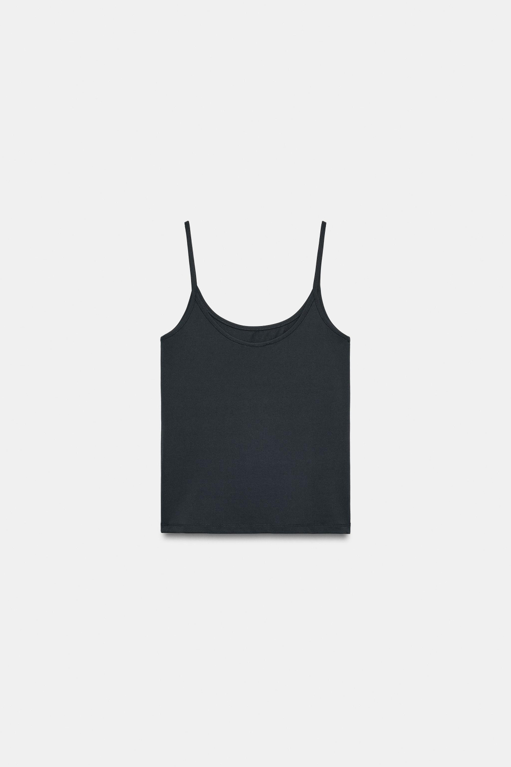 ZARA МАЙКА ИЗ ПОЛИАМИДА НА ТОНКИХ БРЕТЕЛЯХ, ТЕМНЫЙ АНТРАЦИТ