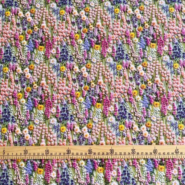 ИМИТАЦИЯ ЦВЕТОЧНОЙ ВЫШИВКИ #2, 100% хлопок Handmade Fabrics 9