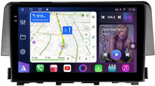 Магнитола для Honda Civic 10 2015-2021 - FarCar S500-TS10 монитор 9.5" QLED на Android 14, Быстрая, CarPlay, 4G SIM-слот