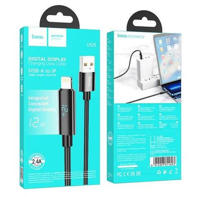Кабель Lightning - USB-A Hoco U125, с дисплеем, 1.2 м