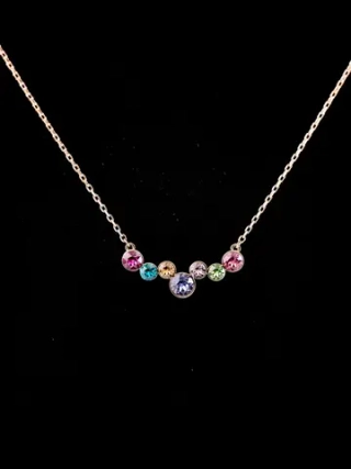 Колье-дуга Эльза с разноцветными кристаллами Swarovski