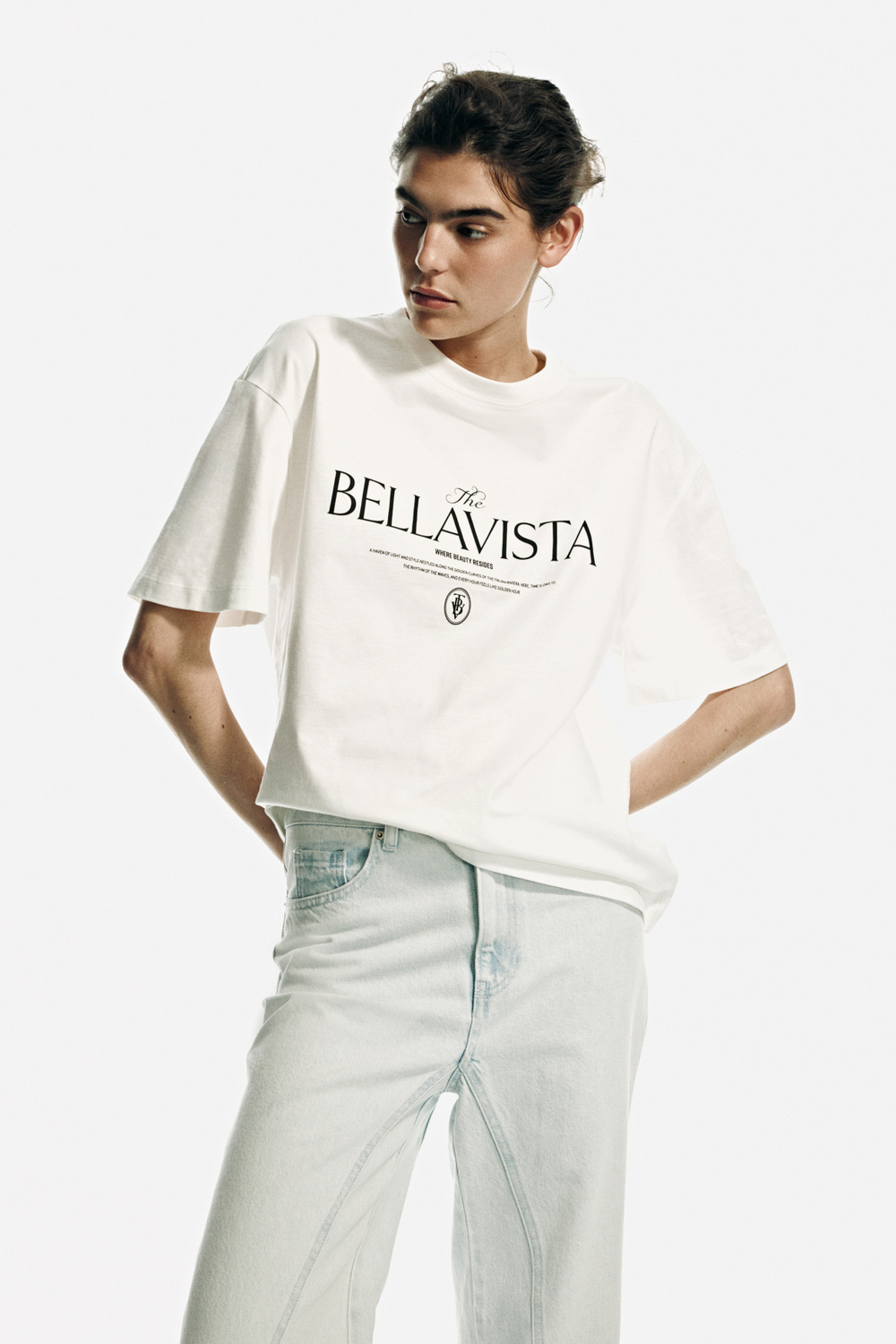 Футболка оверсайз — Белый/Bellavista - H&M