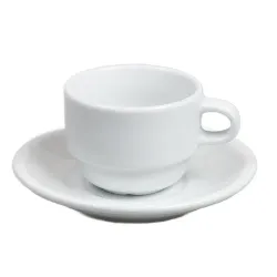 Кофейная пара 90 мл белая d 6,7 см h5 см фарфор Glory Eco Stackable P.L. Proff Cuisine [4]
