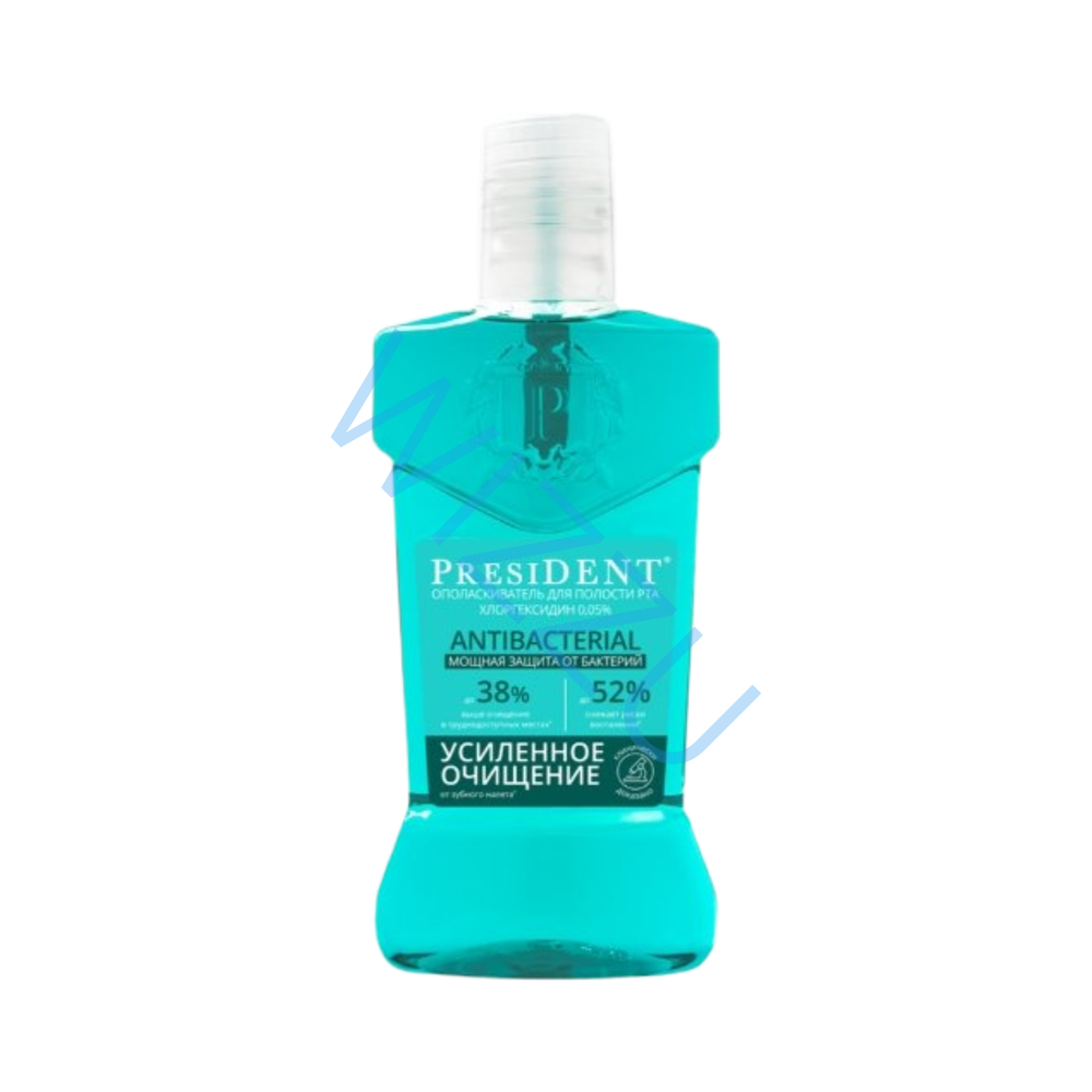 Ополаскиватель для полости рта PRESIDENT Antibacterial Мощная Защита new 250мл