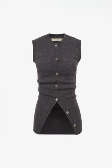 ZARA X JOHN GALLIANO ВЯЗАНЫЙ ЖИЛЕТ ИЗ 100% КАШЕМИРА, АНТРАЦИТОВО-СЕРЫЙ