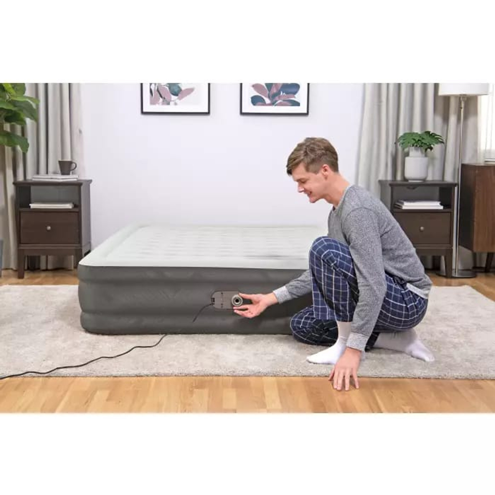 Кровать надувная Fortech Air Mattress Queen Built-in AC pump 203*152*36 cm, Bestway (69133)
