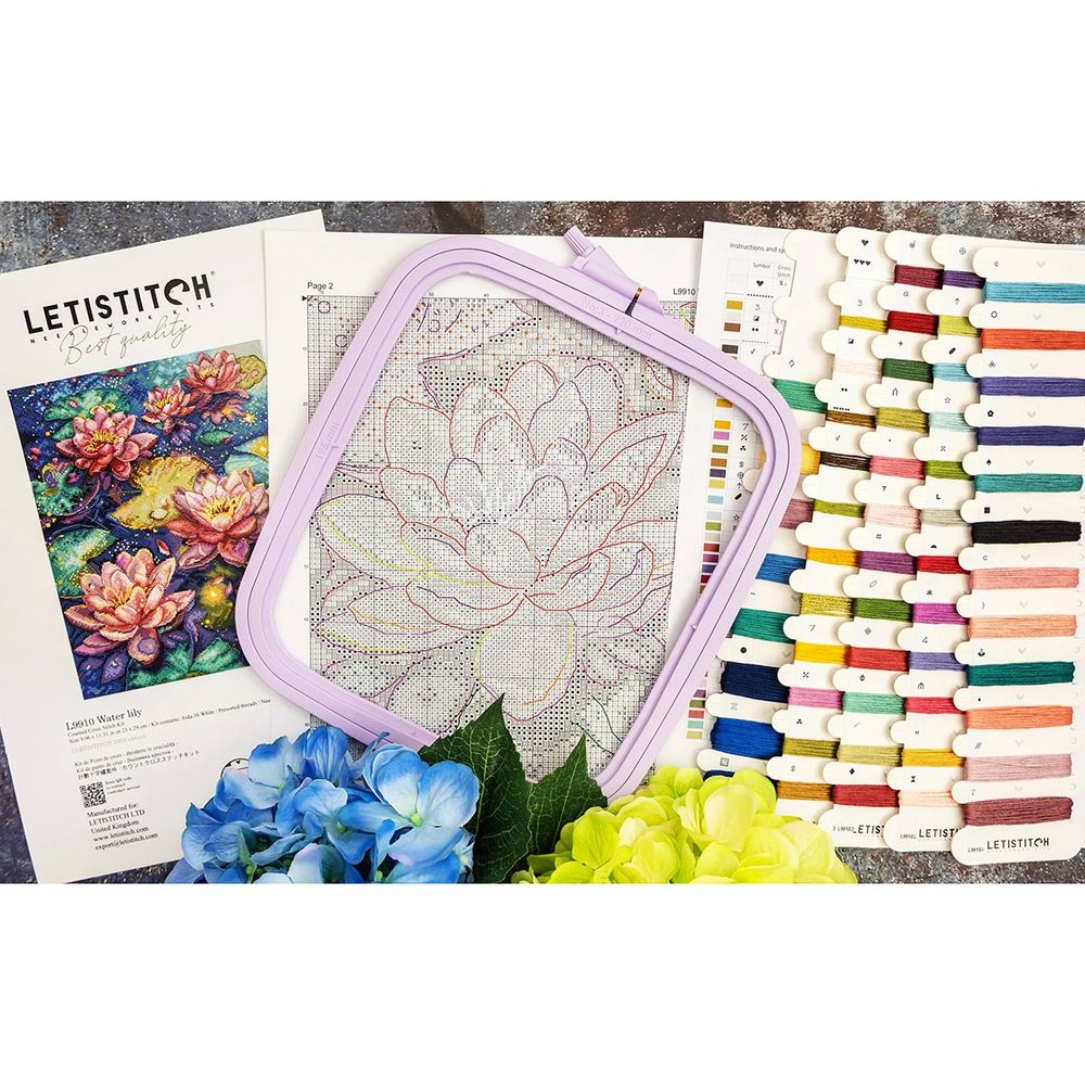 Набор для вышивания нитками LetiStitch L9910, Водяная лилия 23х29см