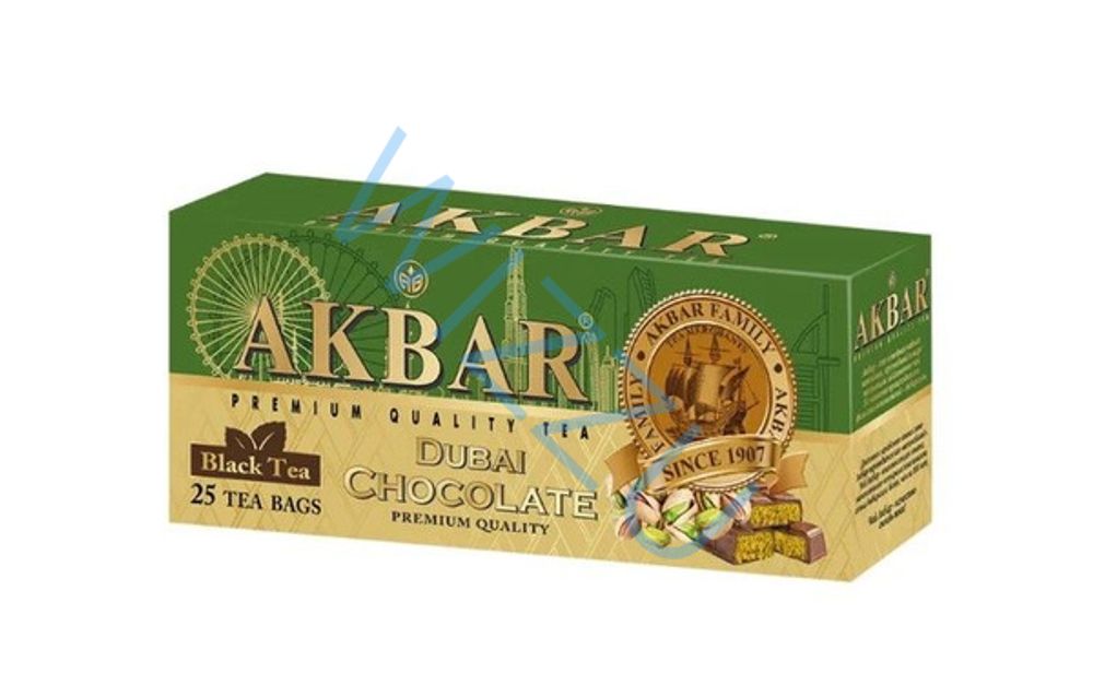 Чай   "АКБАР" "Дубайский шоколад"   черн.байх. байх аромат.  25 п/15 шт