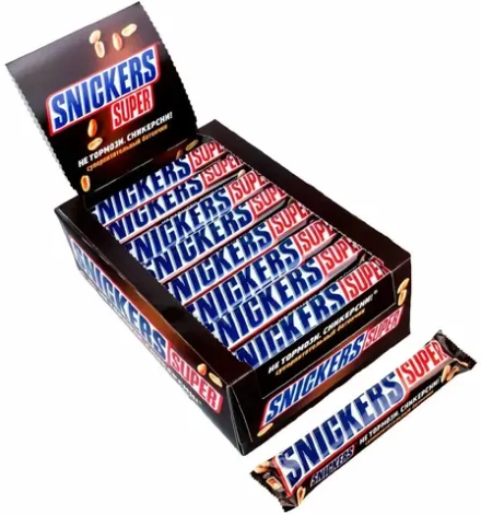 Шоколадный батончик Сникерс Super, 80 г х 32 шт.