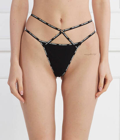 Бразильские трусики mini logo strappy brief Karl Lagerfeld - черный(236W2111)