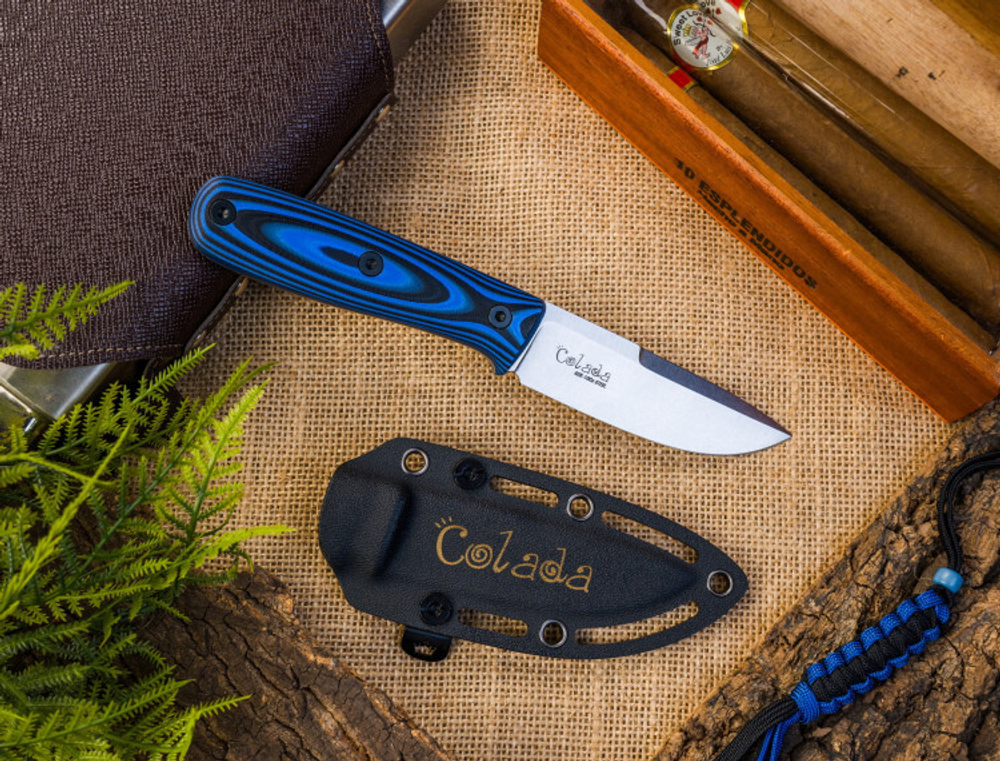 Нож Kizlyar Supreme COLADA AUS-10Co SW G10-BBLUH KS (StoneWash, G10 Black-Blue Handle, Kydex Sheath)