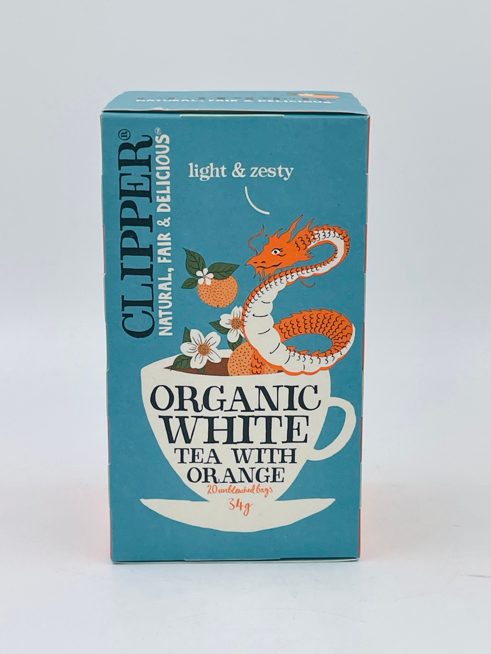 подмята пачка - Чай белый CLIPPER "White Tea With Orange" с апельсином 20 пакетиков 34 г (из Финляндии)