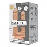Двусторонний фаллоимитатор SilexD Model 1 (19,5×4,5 и 17,5×3,7 см) с двойной плотностью, светло-бежевый