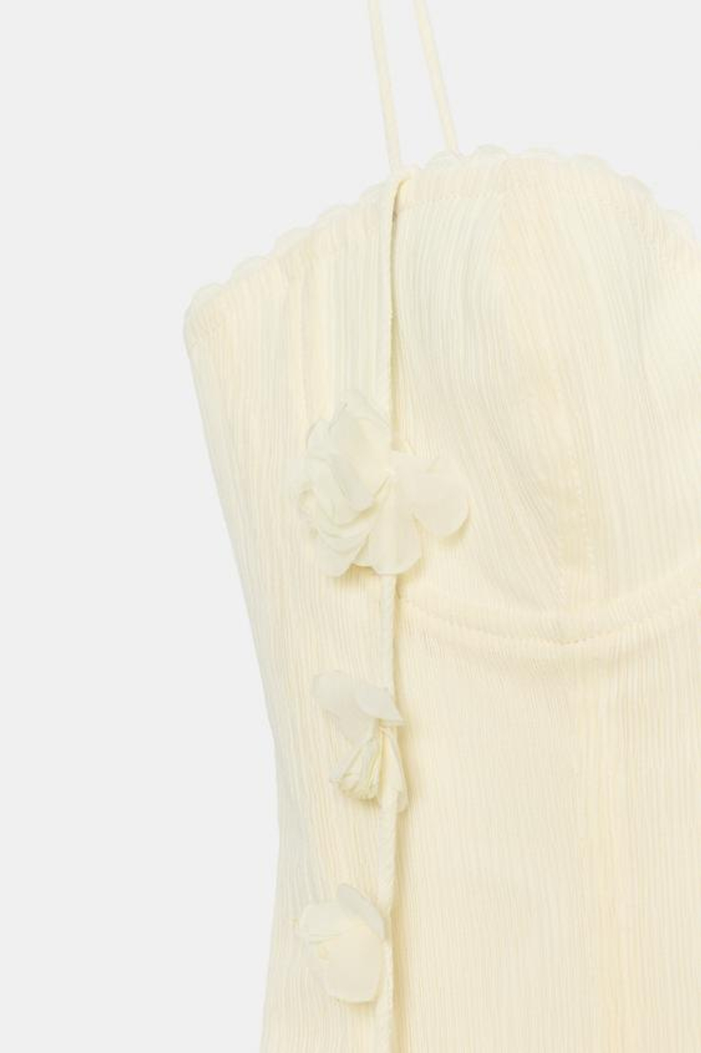 ZARA ТОП-КОРСЕТ С ЦВЕТАМИ, СВЕТЛО-ЖЕЛТЫЙ