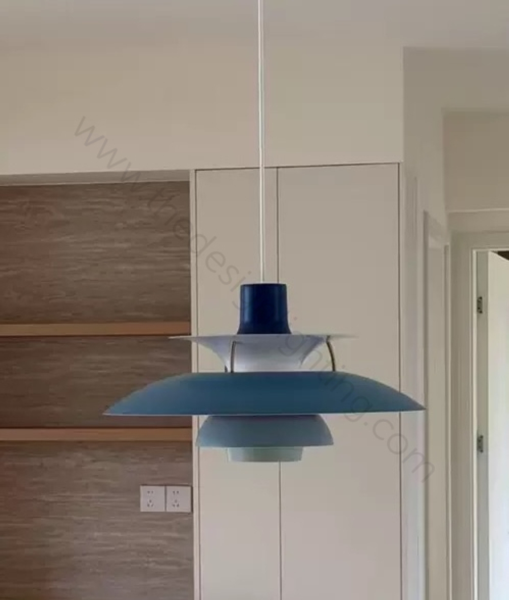Pendant design lamp PH 5 by Louis Poulsen (Blue)