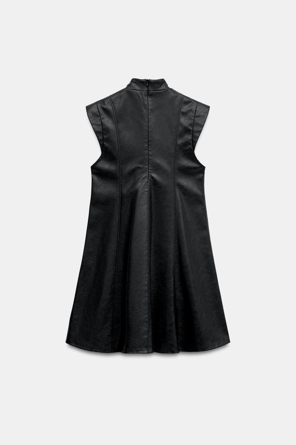ZARA МИНИ-ПЛАТЬЕ ИЗ ИСКУССТВЕННОЙ КОЖИ, ЧЕРНЫЙ
