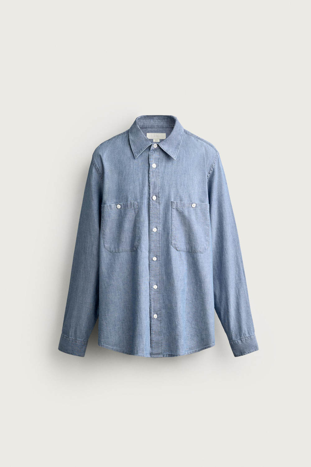 РУБАШКА REGULAR FIT ИЗ ШАМБРЕ С КАРМАНАМИ — ZARA
