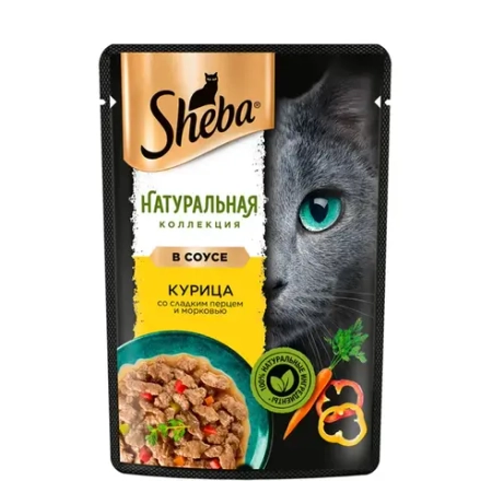 Курица со сладким перцем ломтики в соусе, 75г влажный корм для кошек Sheba
