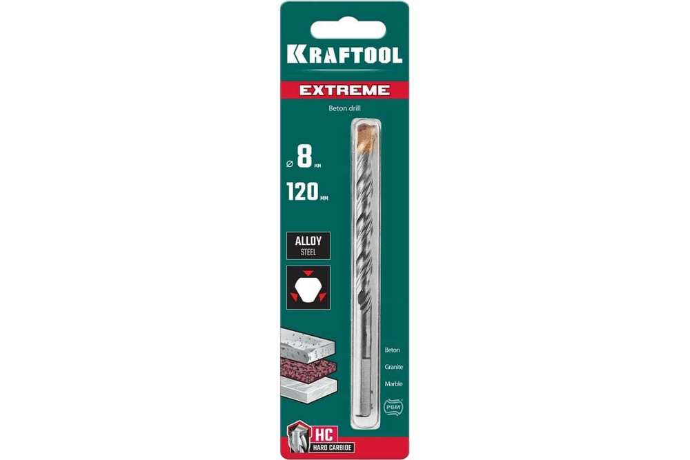 Сверло по бетону KRAFTOOL Extreme 8x120 мм 29166-120-08