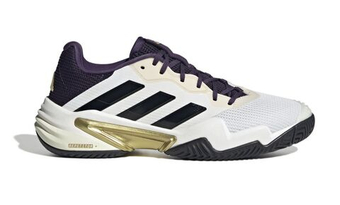 Мужские кроссовки теннисные Adidas Barricade 13 M NM - основной белый/сливовый/золотой