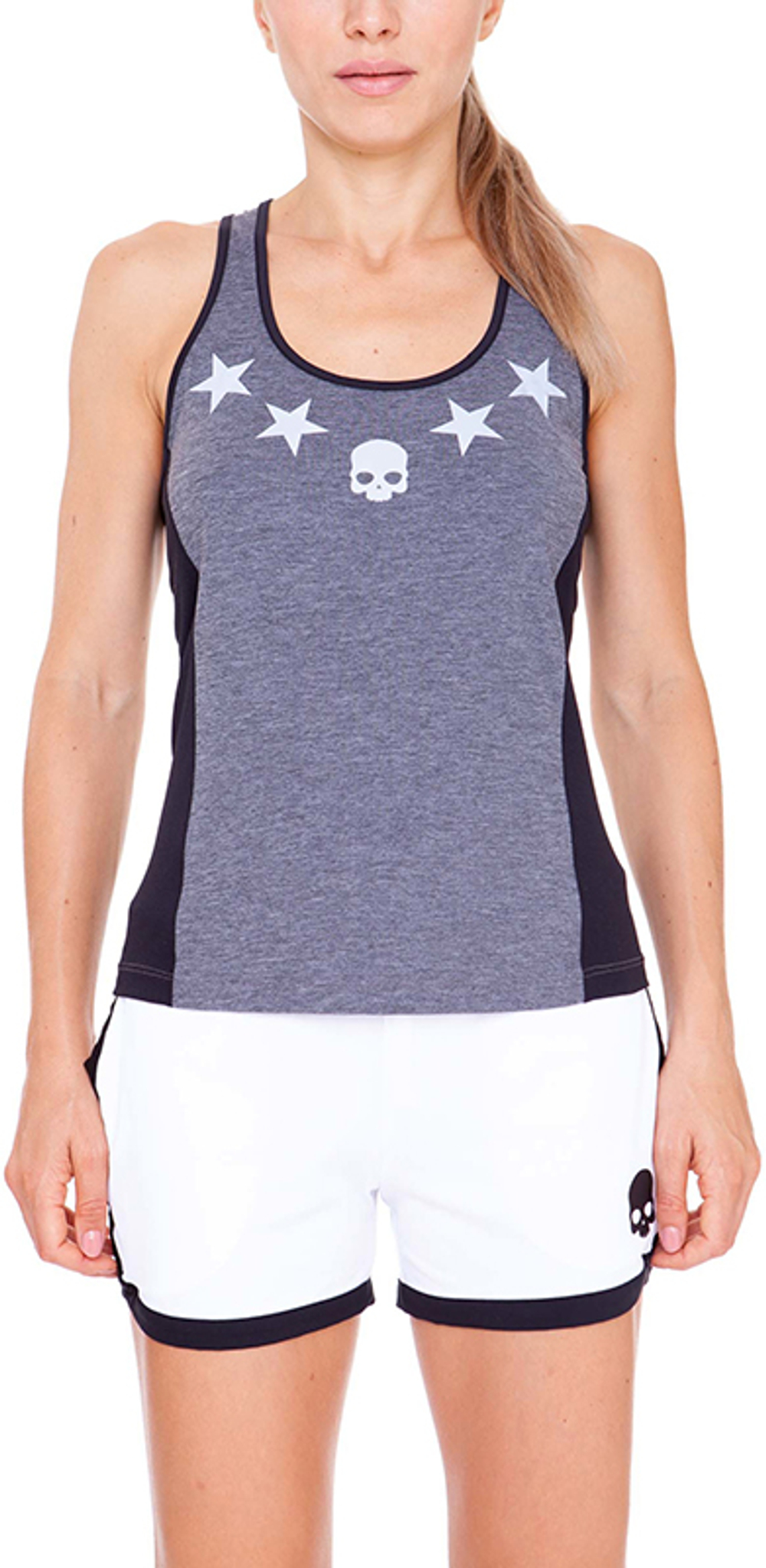 Женский теннисный топ Hydrogen Tech Star Tank Top - anthracite melange/white
