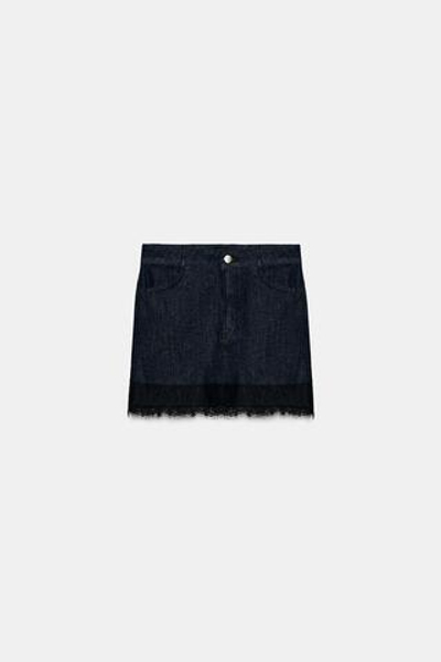 КОМБИНИРОВАННАЯ ЮБКА-ШОРТЫ С КРУЖЕВОМ — ZARA