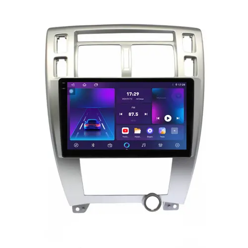 Магнитола для Hyundai Tucson 2004-2009 (рамка серебро) - Parafar PF886LUX1RN2K на Android 13, Быстрая, QLED+2K, CarPlay, 4G SIM-слот