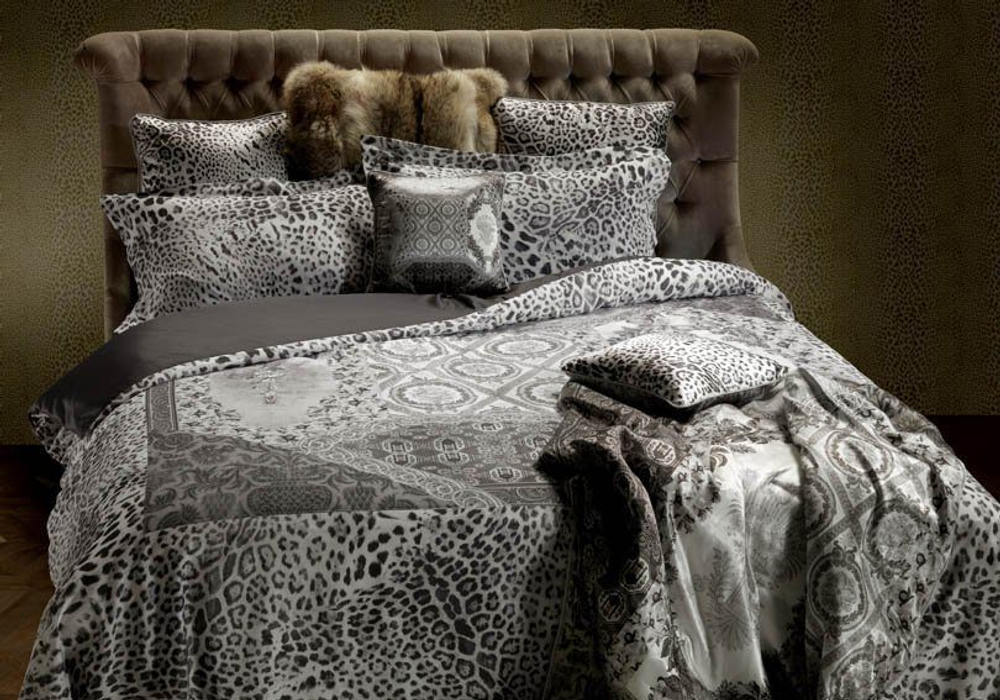 Постельное белье 2 спальное евро Roberto Cavalli Kilim серое вид