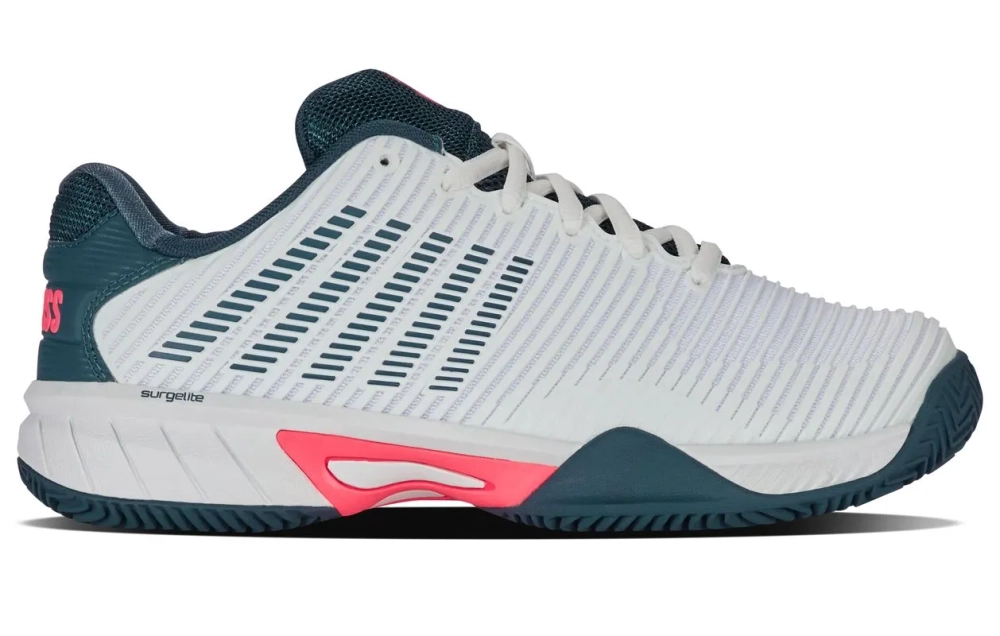 Детские теннисные кроссовки K-Swiss Hypercourt Express 2 Clay JR - white/stargazer/neon blaze