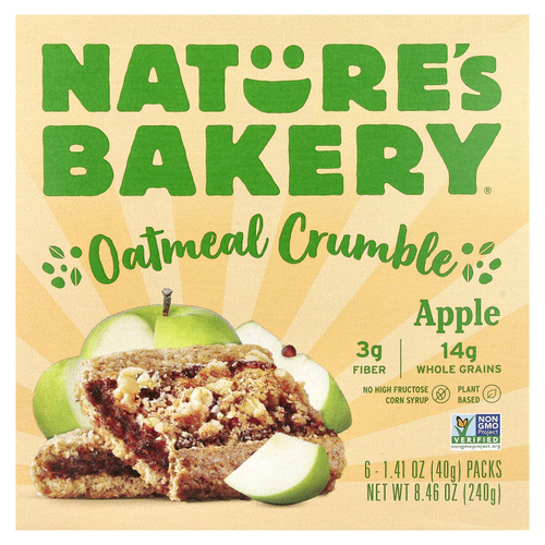 Nature's Bakery, Oatmeal Crumble, яблоко, 6 пакетиков по 40 г (1,41 унции)