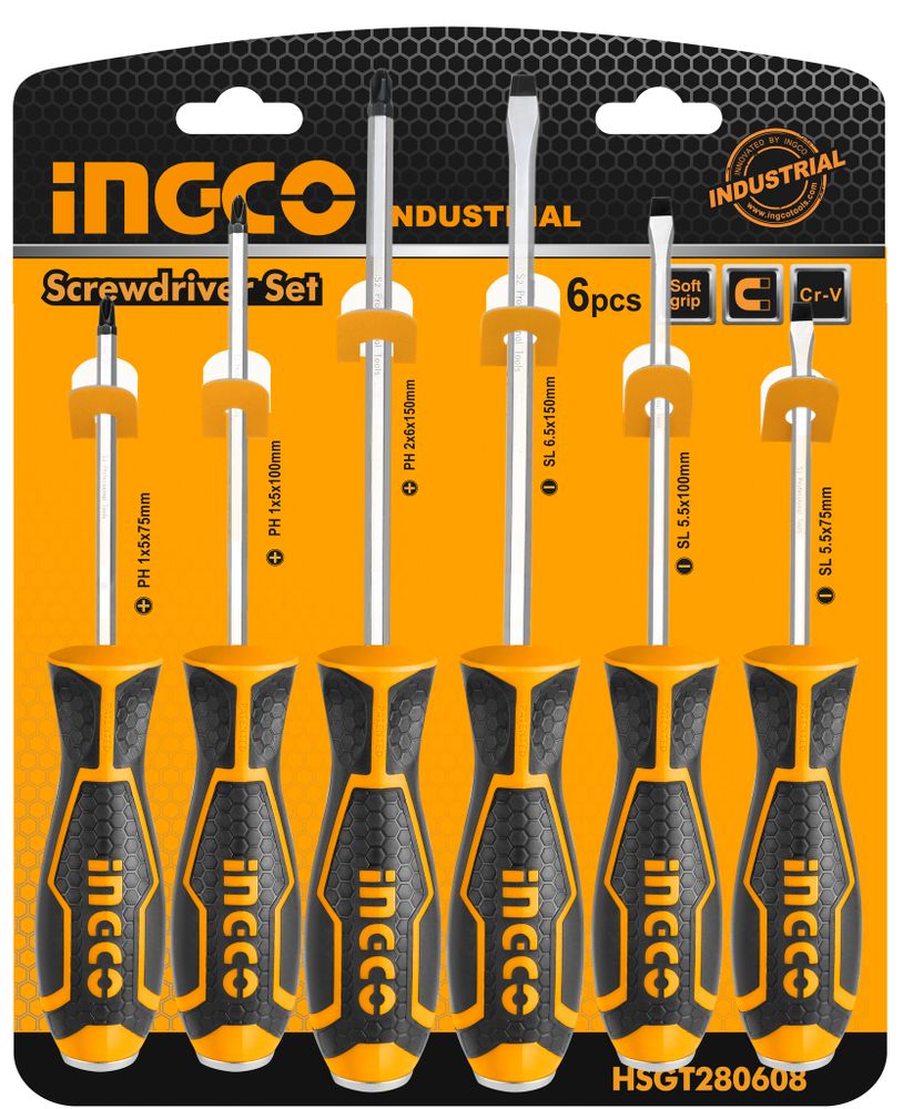 Набор ударных отверток INGCO HSGT280608 INDUSTRIAL 6 шт. Набор ударных отверток INGCO HSGT280608 INDUSTRIAL 6 шт.