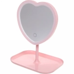 Зеркало настольное с подсветкой на подставке «Mary Touch - Heart», цвет розовый, USB, 20*29см