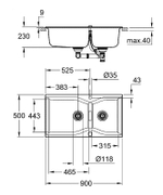 Кухонная мойка Grohe K700 90 31658AT0 Серый гранит