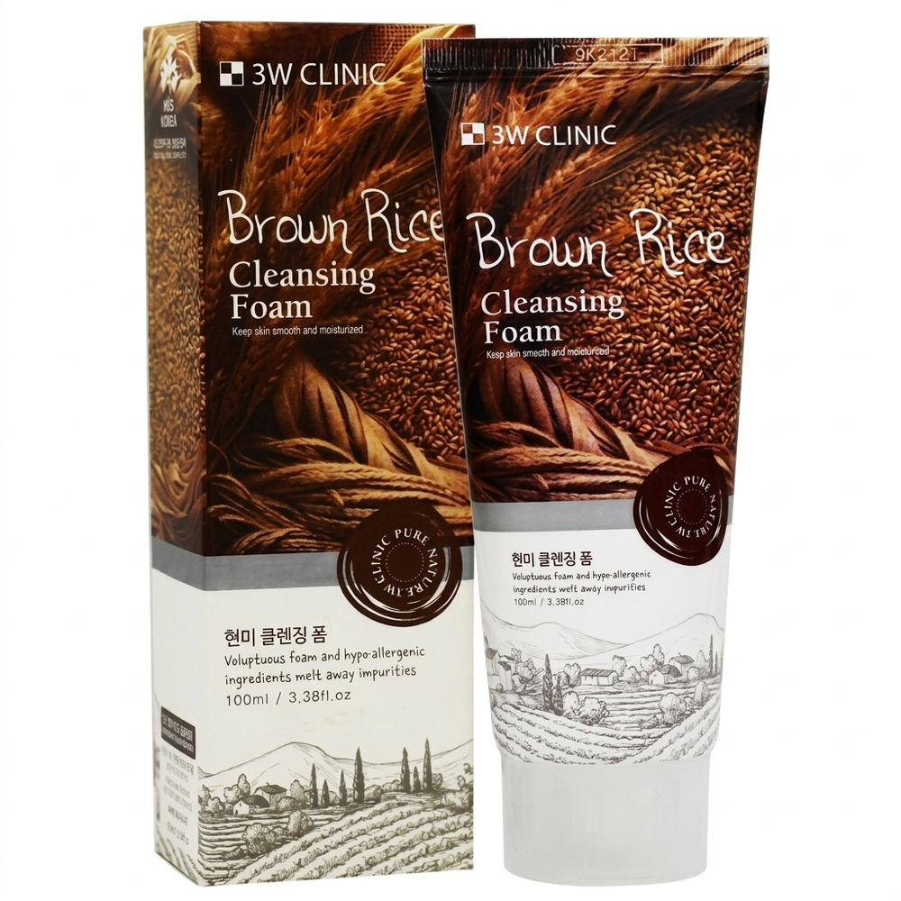 Пенка для умывания с экстрактом коричневого риса 3W Clinic Brown Rice Cleansing Foam, 100мл