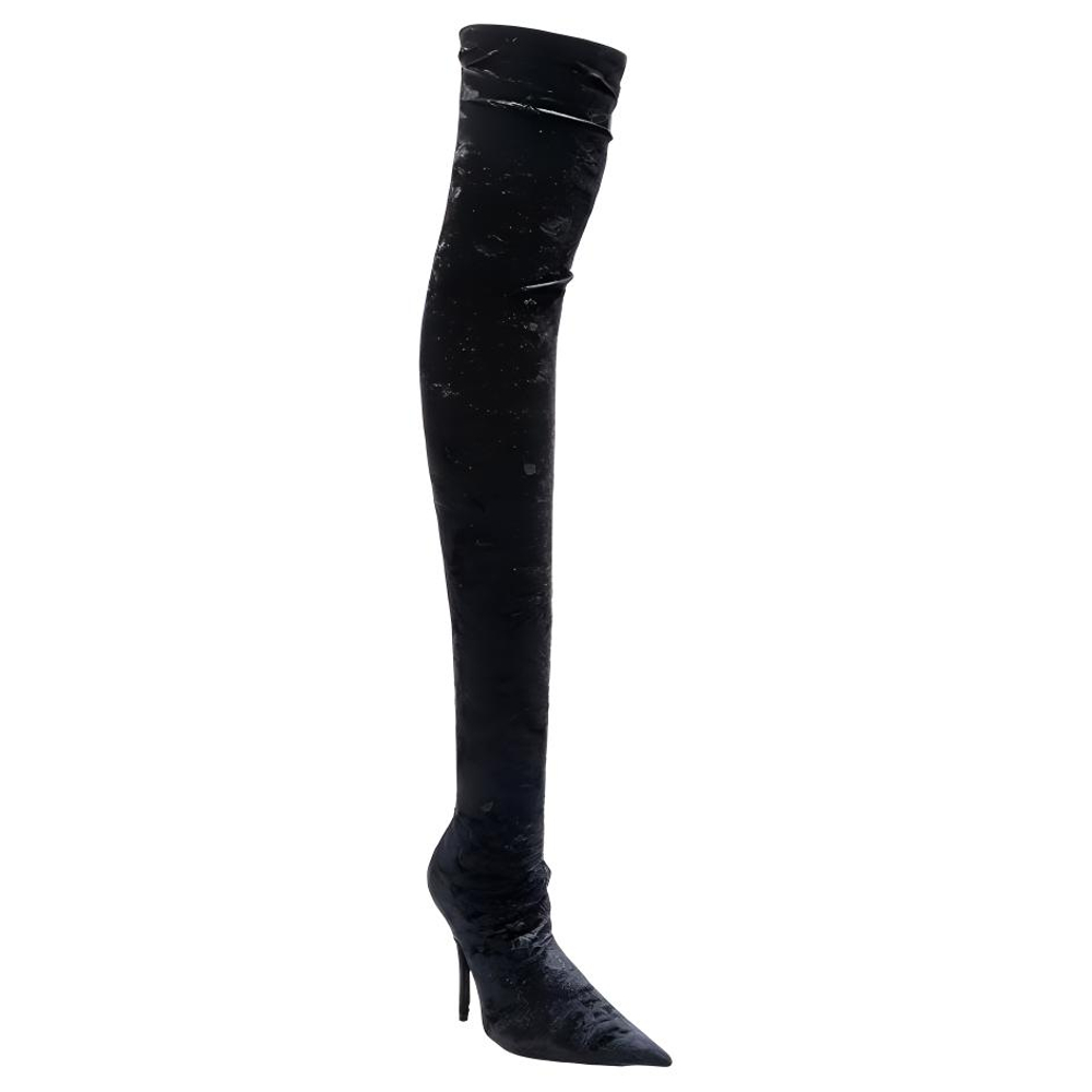 Balenciaga Knife Knee High Boots 11.5cm Women"s Black