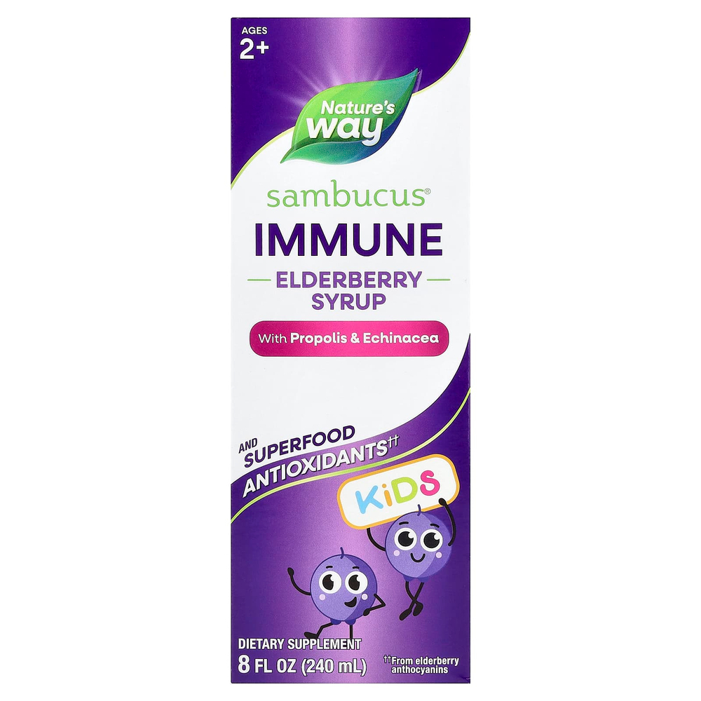 Nature's Way, Kids Sambucus®, сироп из бузины для укрепления иммунитета, для детей от 2 лет, 240 мл (8 жидк. унций)
