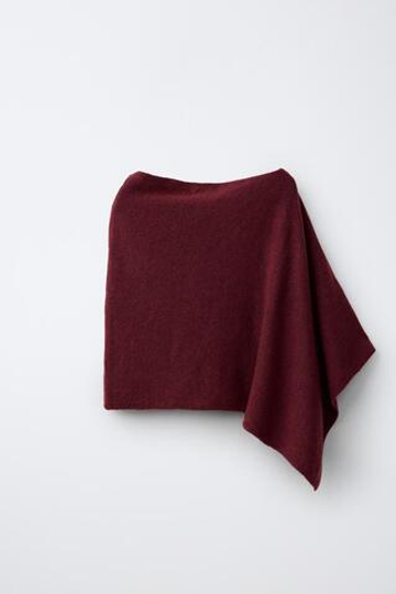 ZARA НАКИДКА ИЗ ТОНКОГО ТРИКОТАЖА, БУРГУНДИ