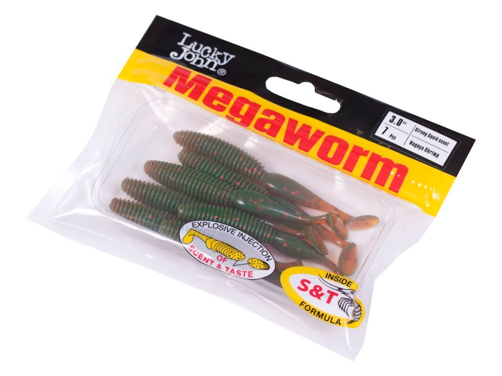 Виброхвосты съедобные LJ Pro Series MegaWorm 3,0in (7,6 см), цв. 085, 7 шт.