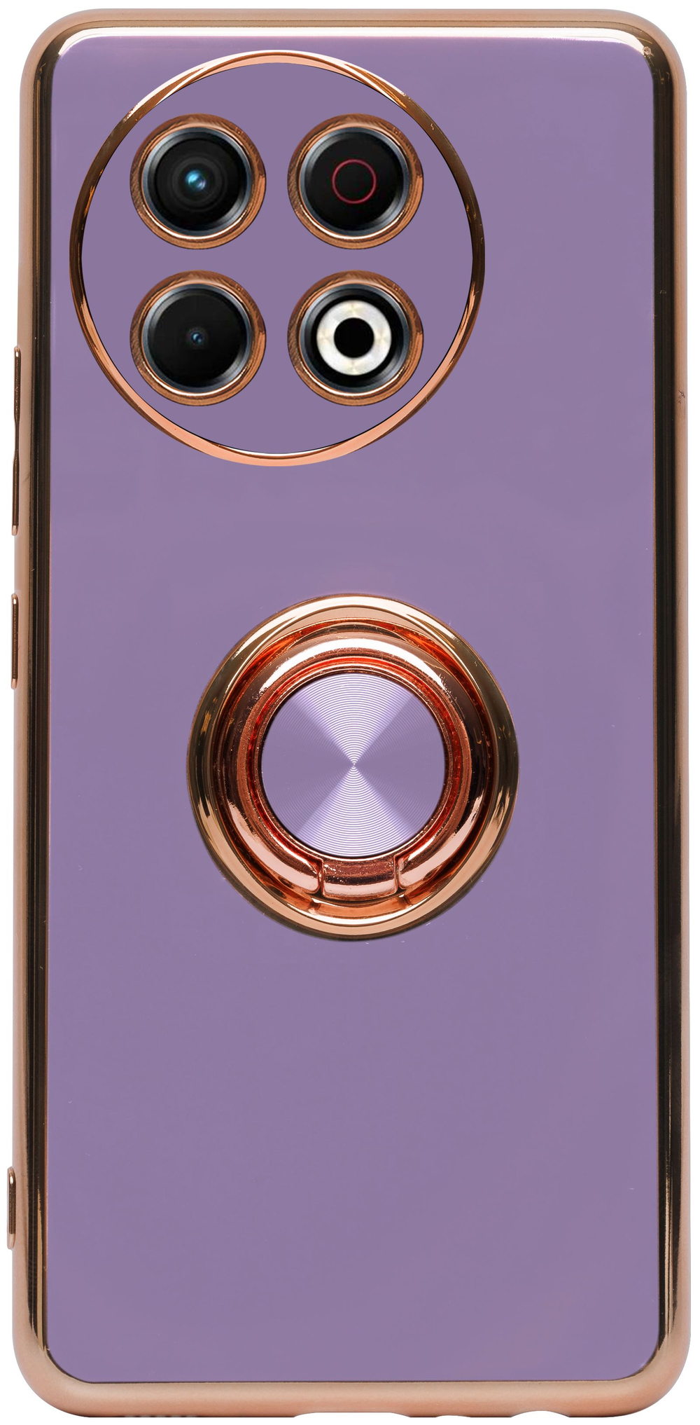 Стильный глянцевый чехол для TECNO SPARK 30 PRO с кольцом-подставкой и бархатной подкладкой